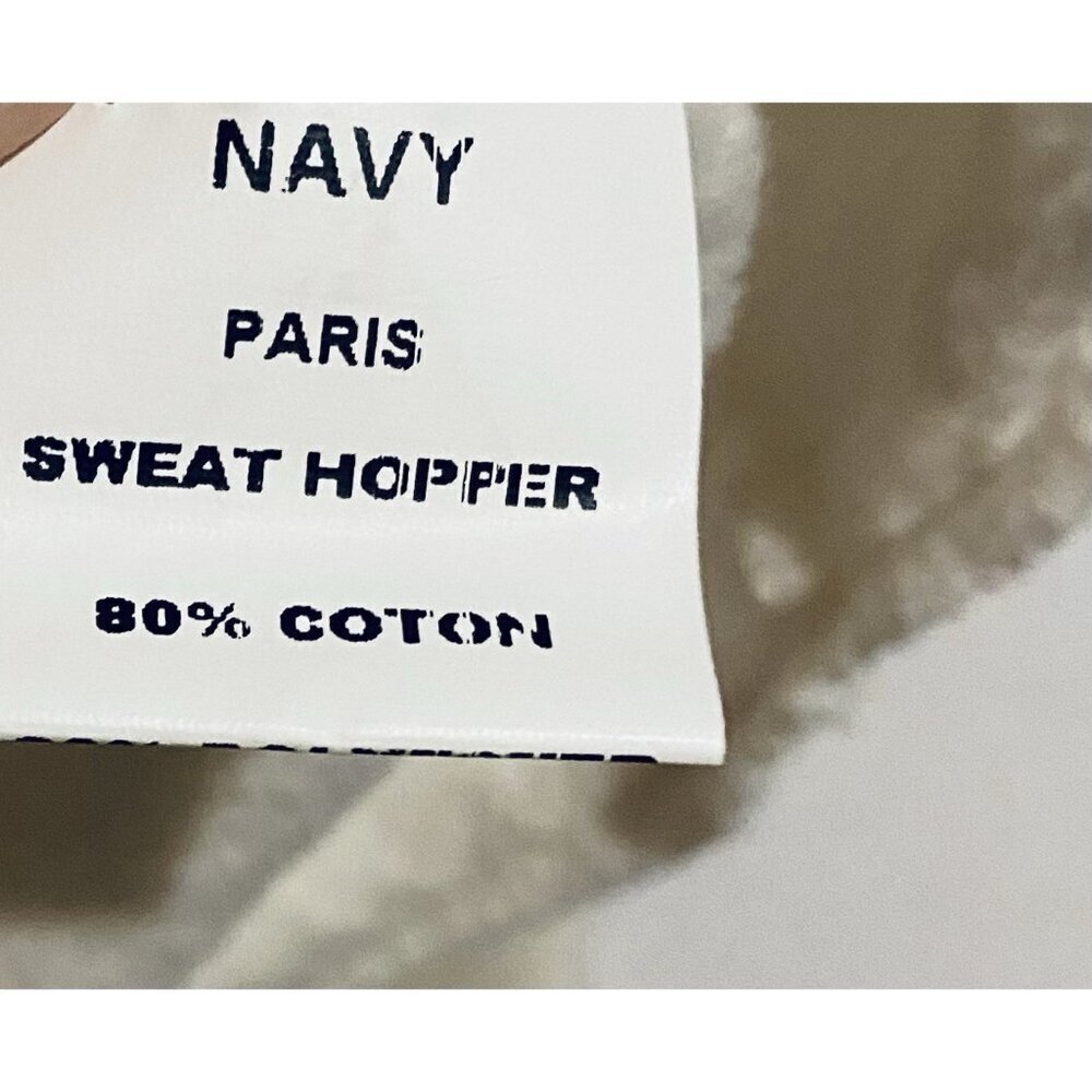 Navy Paris Sweatshirt Womens Large Ivory Sweat Hopper Eyelet Trim Loungewear — image 5 of 7